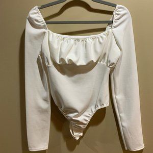 Missguided White long Sleeve Bodysuit